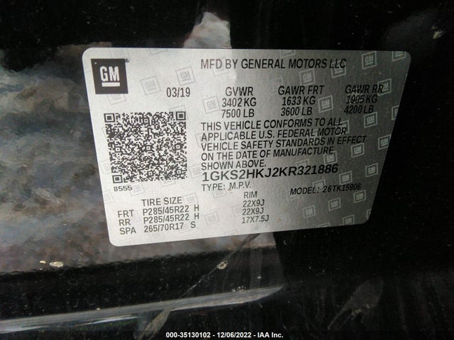 2019 GMC Yukon XL, VIN: 1GKS2HKJ2KR321886