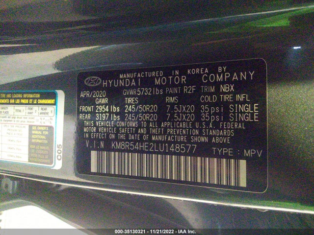 2020 Hyundai Palisade, VIN: KM8R54HE2LU148577