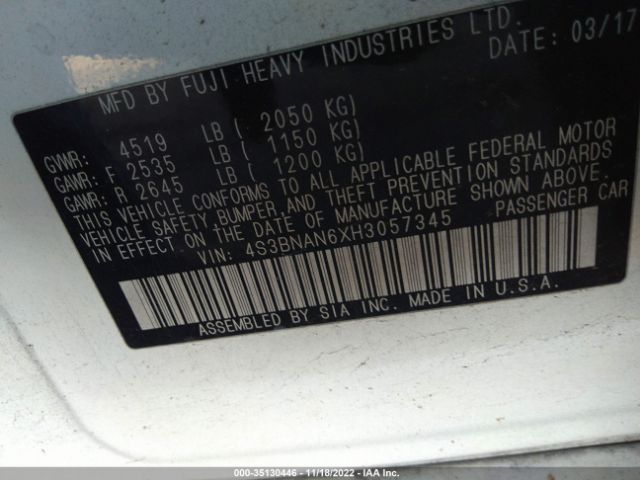 4S3BNAN6XH3057345 Subaru Legacy Limited