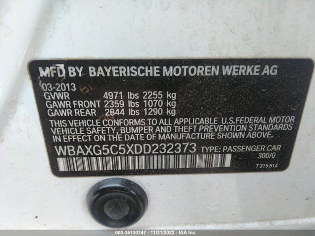 BMW 5 Series 528i 2013 WBAXG5C5XDD232373 Image 9