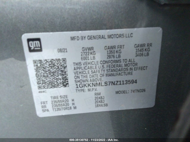 2022 GMC Acadia, VIN: 1GKKNMLS7NZ113594