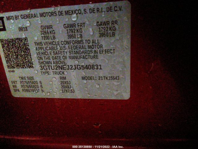 3GTU2NEJ2JG540831 GMC Sierra 1500 Slt