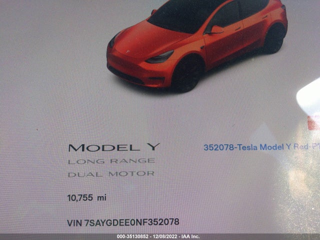 7SAYGDEE0NF352078 Tesla Model Y Long Range