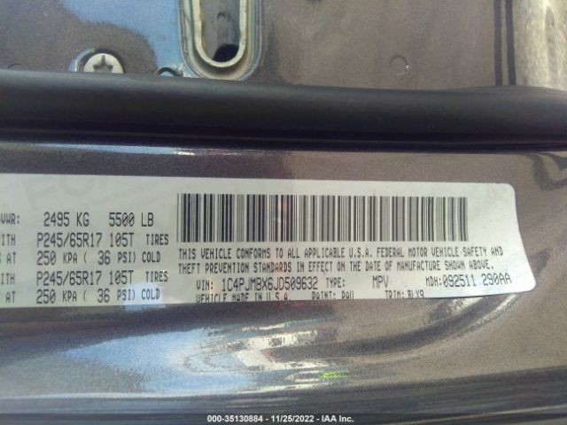 1C4PJMBX6JD509632 Jeep Cherokee Trailhawk