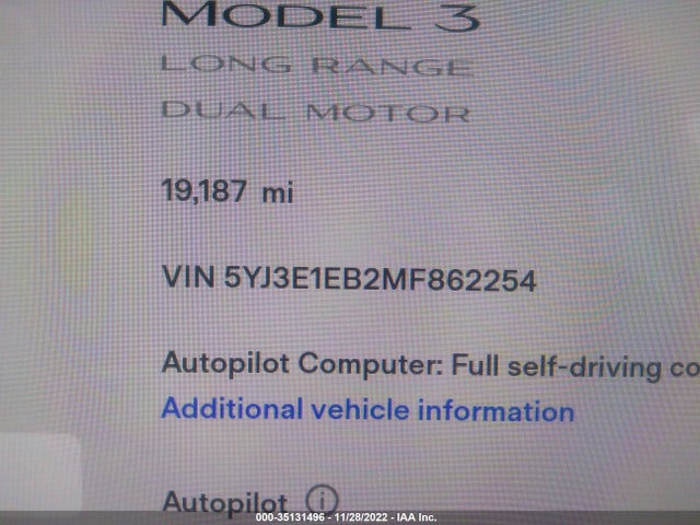 Tesla MODEL 3 2021 5YJ3E1EB2MF862254 Image 9