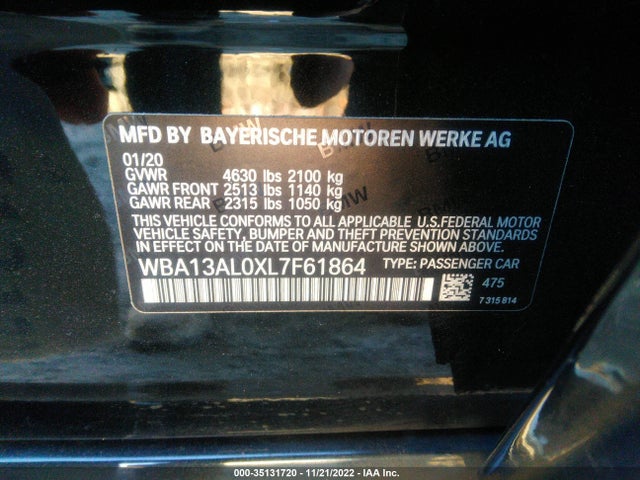 2020 BMW 2 Series, VIN: WBA13AL0XL7F61864