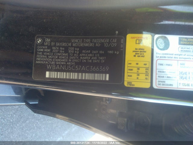 BMW 5 Series 528i 2010 WBANU5C57AC366369 Image 10