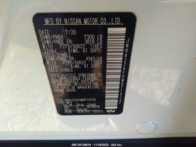 2021 Infiniti QX80, VIN: JN8AZ2AF0M9715732