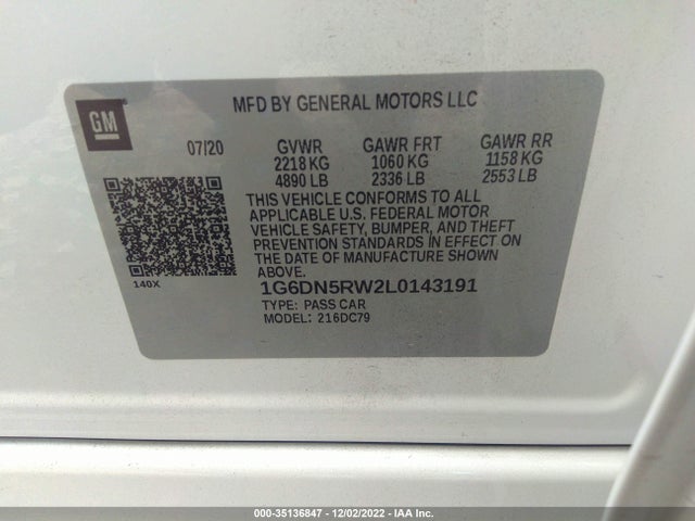 2020 Cadillac CT5, VIN: 1G6DN5RW2L0143191
