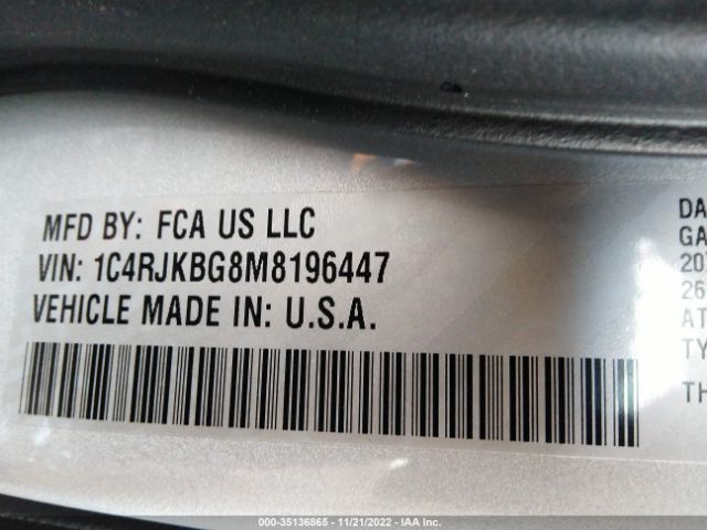 1C4RJKBG8M8196447 Jeep Grand Cherokee L Limited