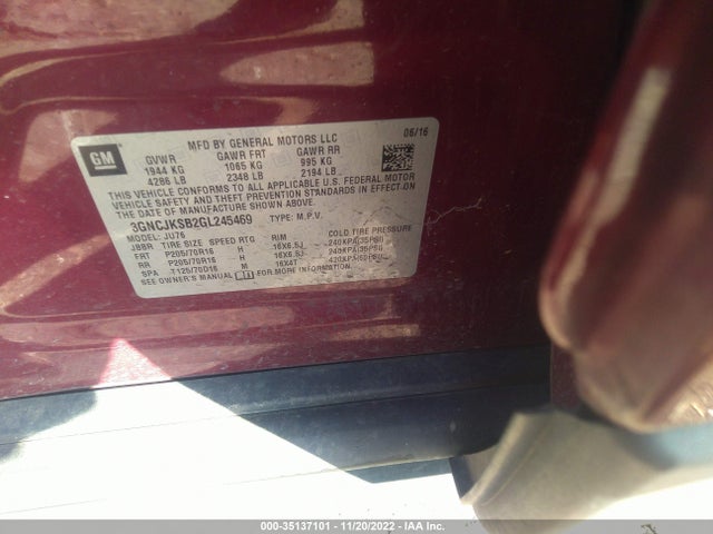 Chevrolet TRAX LS 2016 3GNCJKSB2GL245469 Image 10