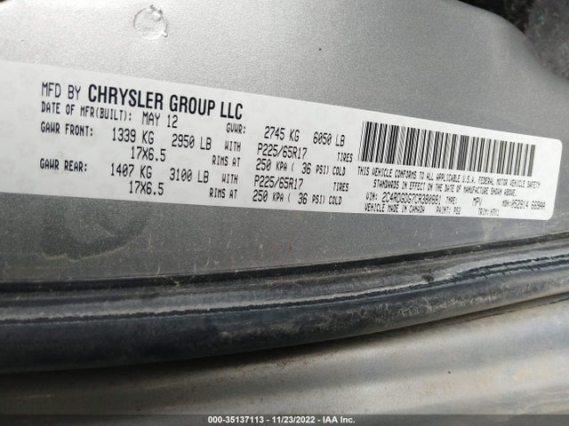 Dodge Grand Caravan Crew 2012 2C4RDGDG7CR380881 Image 10