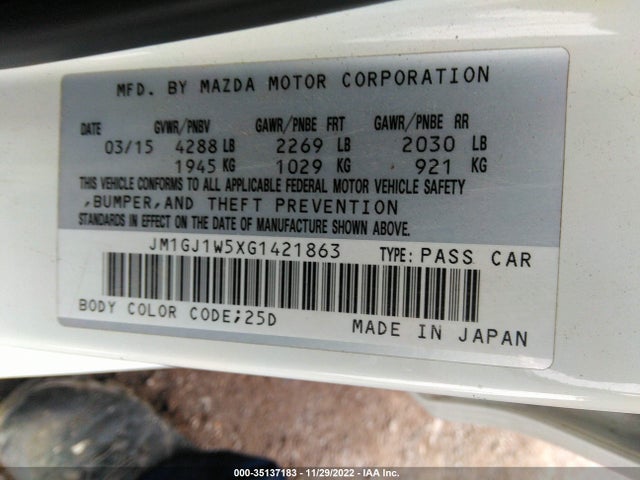 2016 Mazda 6, VIN: JM1GJ1W5XG1421863