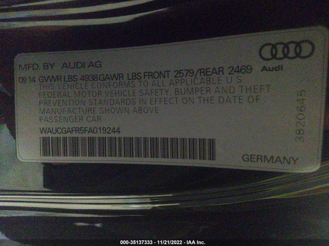 2015 Audi S5, VIN: WAUCGAFR5FA019244