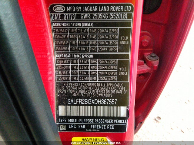 Land Rover LR2 2013 SALFR2BGXDH367557 Image 11