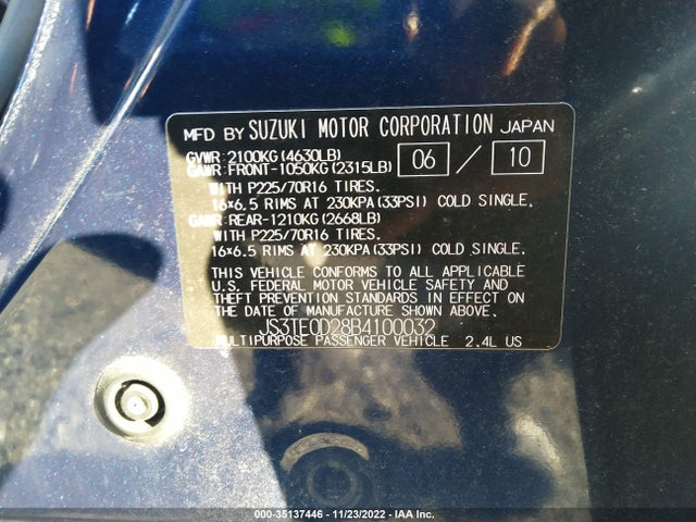 JS3TE0D28B4100032 Suzuki Grand Vitara Premium