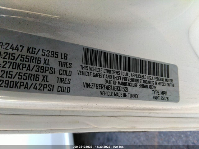 2018 Ram Promaster City, VIN: ZFBERFAB1J6K01521