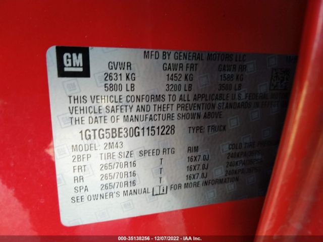 1GTG5BE30G1151228 GMC Canyon 2wd