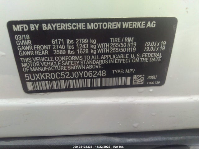 2018 BMW X5, VIN: 5UXKR0C52J0Y06248