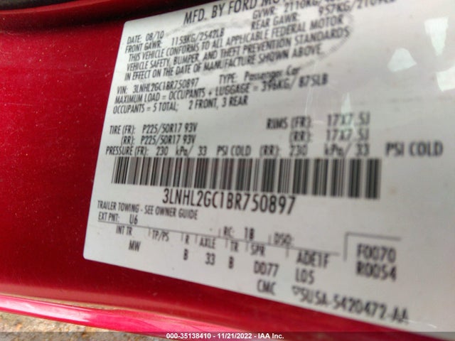 Lincoln MKZ 2011 3LNHL2GC1BR750897 Image 9