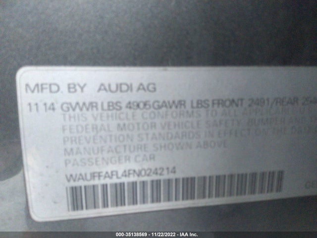 2015 Audi A4, VIN: WAUFFAFL4FN024214