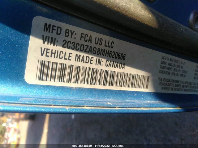Dodge Challenger Sxt 2021 2C3CDZAG8MH620666 Image 9