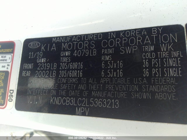 2020 KIA NIRO LX VIN: KNDCB3LC2L5363213