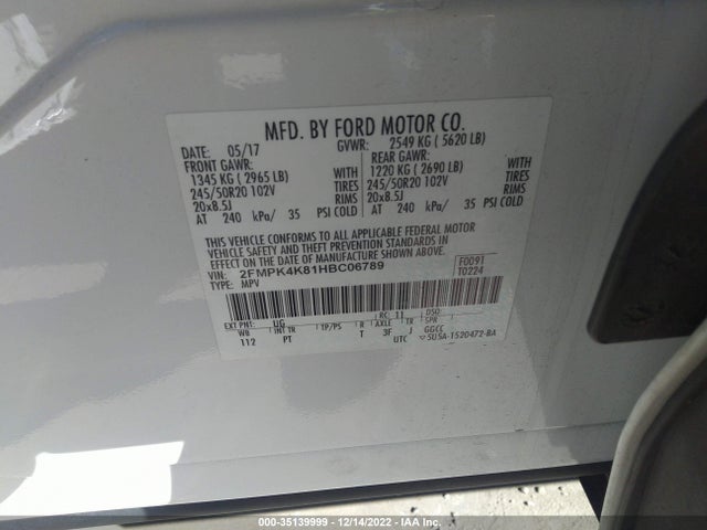 2017 Ford Edge, VIN: 2FMPK4K81HBC06789