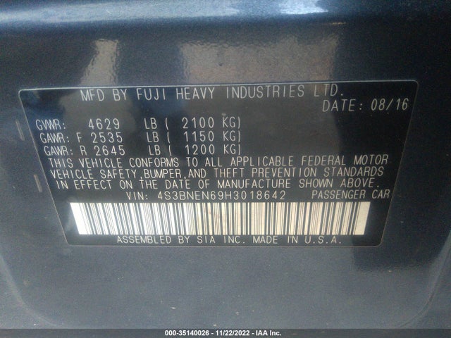 2017 Subaru Legacy, VIN: 4S3BNEN69H3018642
