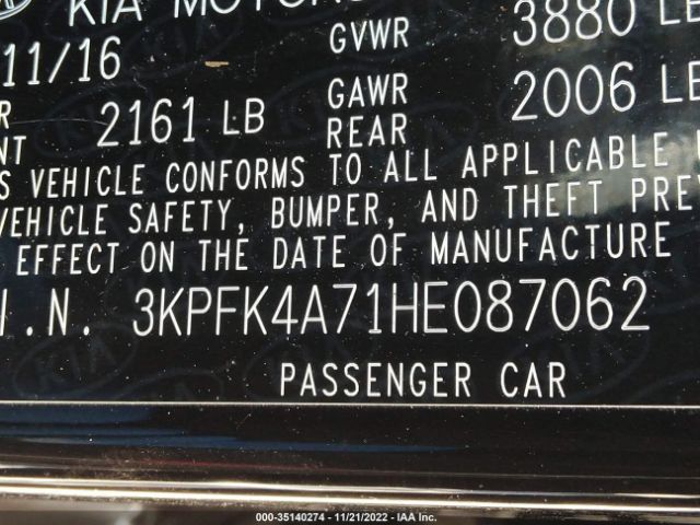 3KPFK4A71HE087062 KIA FORTE LX