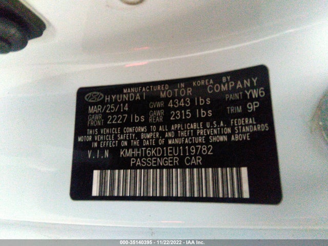 2014 Hyundai Genesis, VIN: KMHHT6KD1EU119782