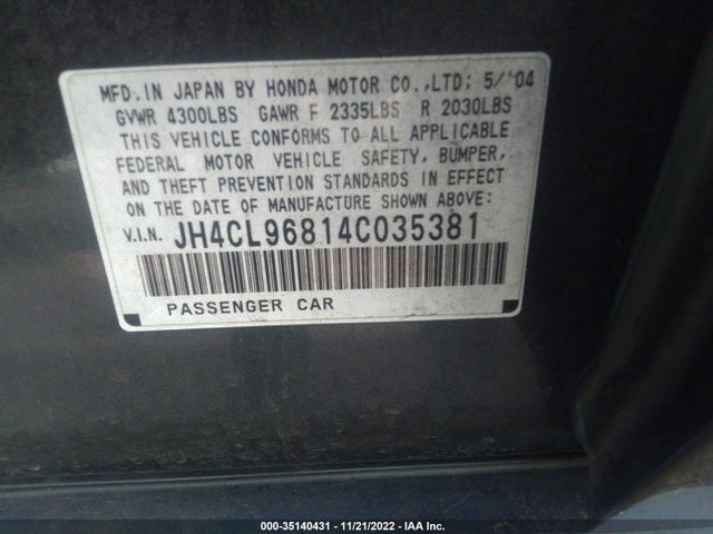 2004 ACURA TSX VIN: JH4CL96814C035381