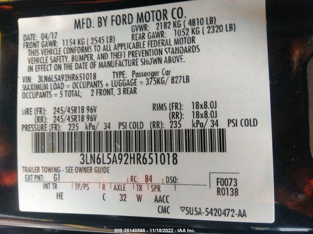 Lincoln MKZ 2017 3LN6L5A92HR651018 Image 10