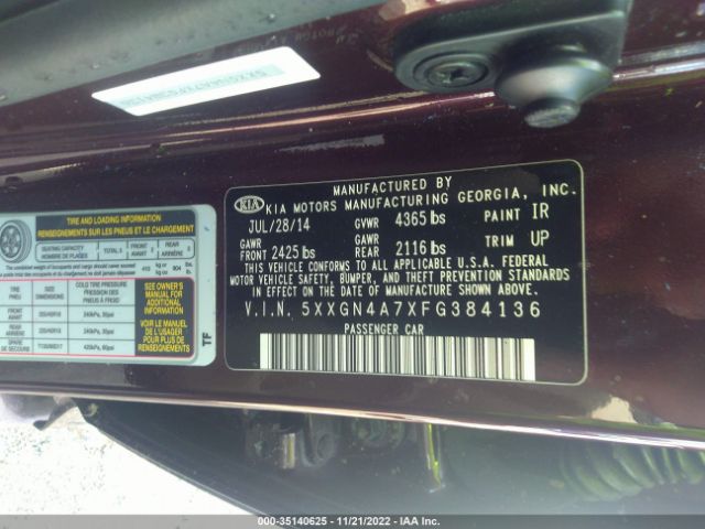 5XXGN4A7XFG384136 KIA OPTIMA EX