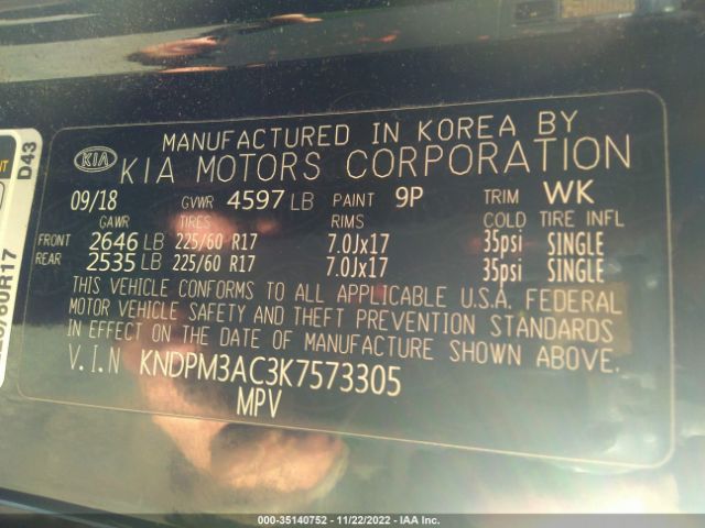 KNDPM3AC3K7573305 KIA Sportage Lx