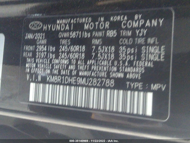 2021 Hyundai Palisade, VIN: KM8R1DHE9MU282788