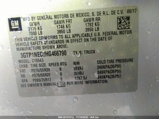 3GTP1NEC0HG466790 GMC Sierra 1500 Slt