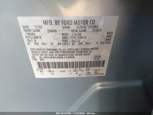 Lincoln MKX 2008 2LMDU68C88BJ12966 Image 11