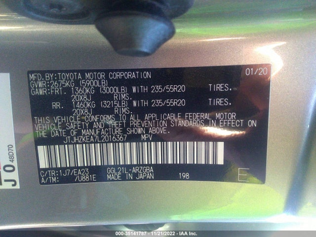 2020 Lexus RX, VIN: JTJHZKEA7L2016367