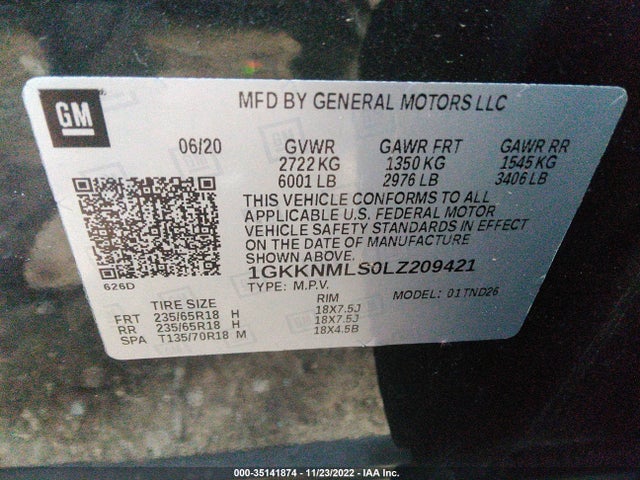 GMC ACADIA SLT 2020 1GKKNMLS0LZ209421 Image 9