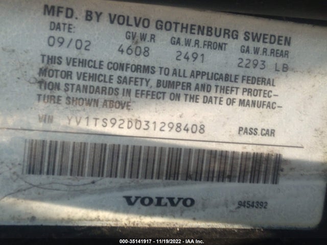Volvo S80 2.9l 2003 YV1TS92D031298408 Image 9