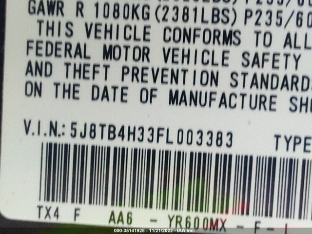 2015 Acura RDX, VIN: 5J8TB4H33FL003383