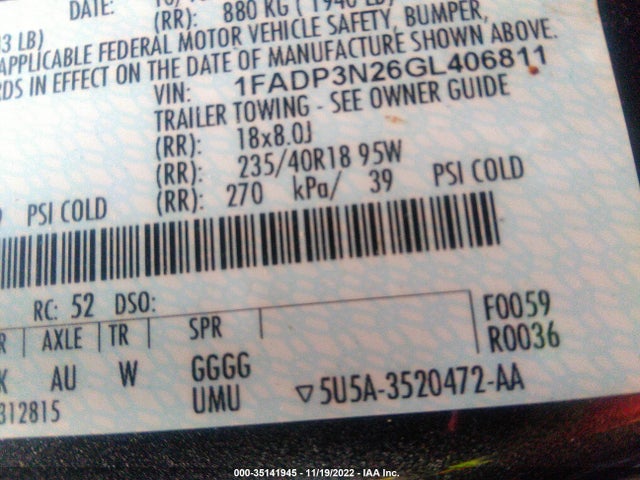 2016 Ford Focus, VIN: 1FADP3N26GL406811