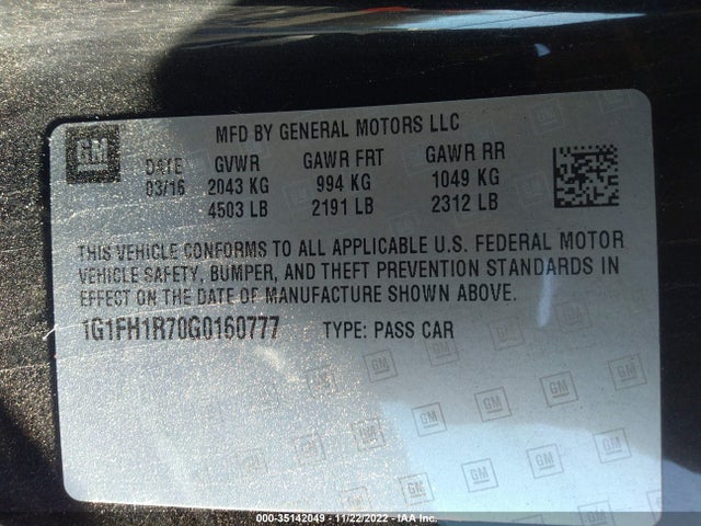 Chevrolet CAMARO 2SS 2016 1G1FH1R70G0160777 Image 10