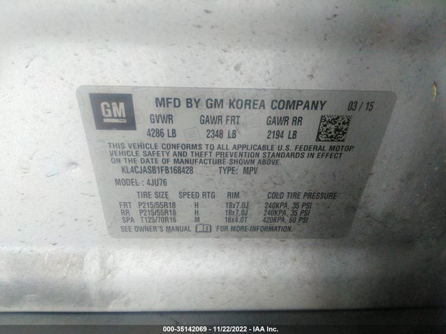 2015 Buick Encore, VIN: KL4CJASB1FB168428