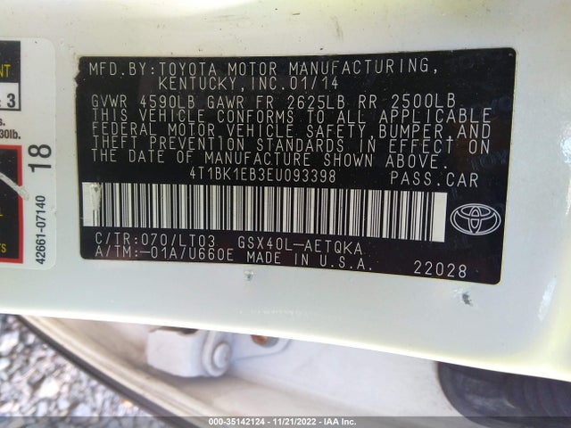 Toyota Avalon Xle Touring 2014 4T1BK1EB3EU093398 Image 9
