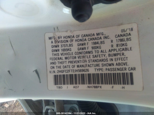 Honda Civic Sedan Ex 2018 2HGFC2F72JH569626 Image 10