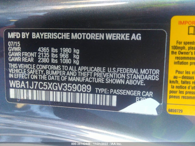 BMW 2 Series M235i 2016 WBA1J7C5XGV359089 Image 9