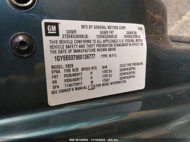1GYEE637960136777 Cadillac SRX