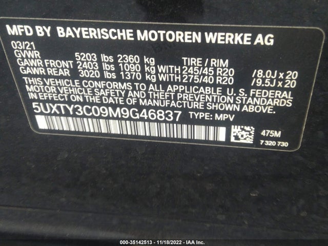 BMW X3 Sdrive30i 2021 аукцион фото